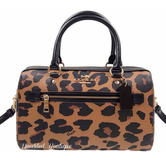 COACH Rowan Satchel Handbag In Leopard Print - Picture 11 of 13